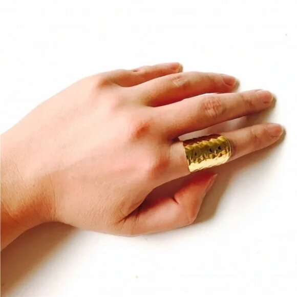 Hammered Gold Statement Ring - Picture 5 of 9
